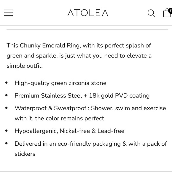 Atolea Emerald Collection Ring - Picture 3 of 3